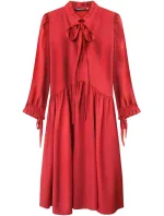 Červené dámské šaty s volánkovým stojáčkem model 7186431 - INPRESS