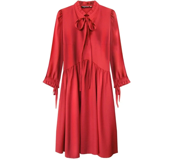 Červené dámské šaty s volánkovým stojáčkem model 7186431 - INPRESS