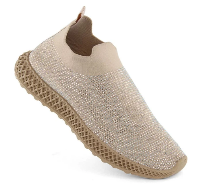 D&A W OLI257A béžová športová obuv so zirkónmi