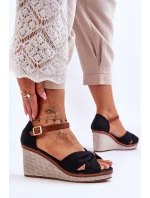 Sandały Damskie Na Koturnie Czarne Daphne Sandały Damskie Na Koturnie Czarne Daphne