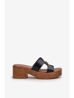 Zazoo 40412 Skórzane Eleganckie Klapki Damskie Ze Złotą Ozdobą Czarne