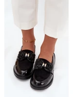 Lakierowane Mokasyny Damskie Z Kokardką S.Barski HY51-319 Czarne