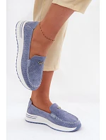 Dámské mokasíny z přírodního semiše modré model 22095022 - EVENTO