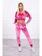 Velúrová súprava s nápisom Queen fuchsia