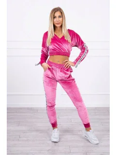 Velúrová súprava s nápisom Queen fuchsia