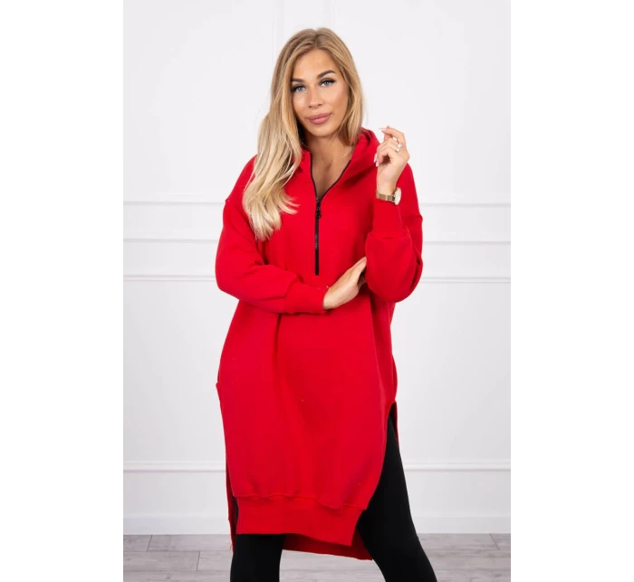 Mikina s bočními rozparky červená