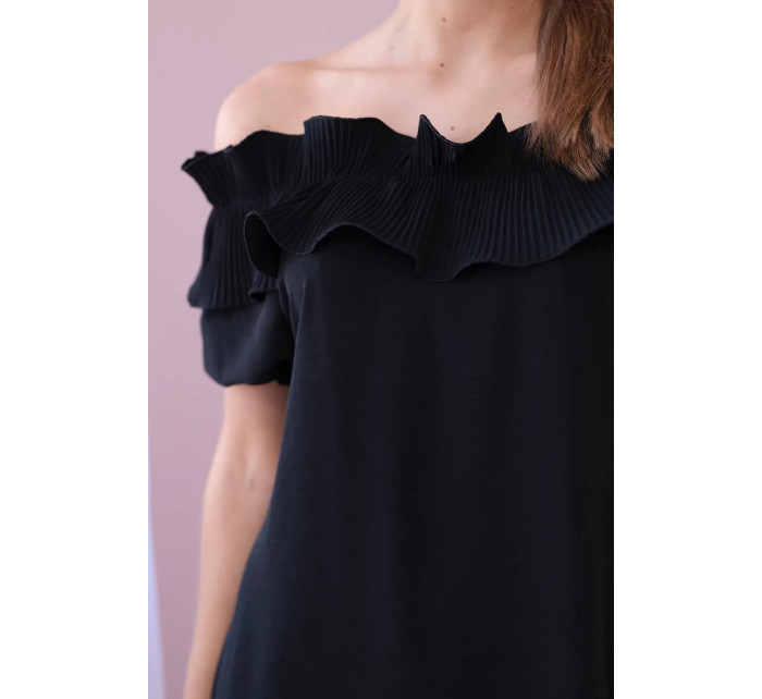 Španělské šaty s ozdobným volánem černý