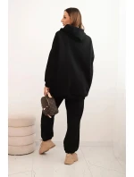 Dámský teplákový komplet model 21441644 z bavlny s kapucí černý - K-Fashion Dámský teplákový komplet model 21441644 z bavlny s kapucí černý - K-Fashion
