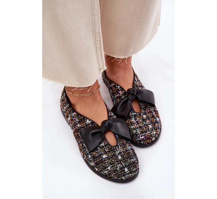 Skórzane Baleriny Z Kokardą Laura Messi 2921 Czarne Skórzane Baleriny Z Kokardą Laura Messi 2921 Czarne