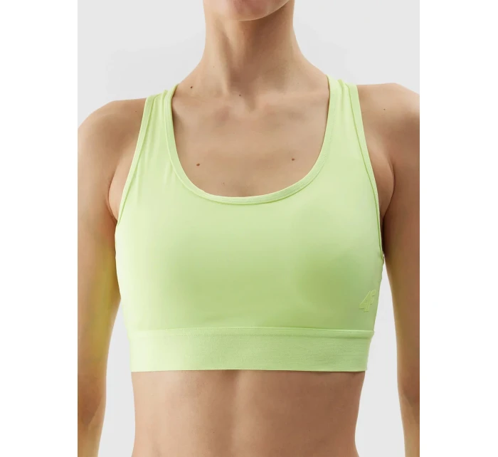 Dámska športová podprsenka s nízkou podporou z recyklovaných materiálov 4F - limetková Dámska športová podprsenka s nízkou podporou z recyklovaných materiálov 4F - limetková