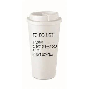 TO DO LIST:  BÝT ÚŽASNÁ - bílý termohrnek 475 ml