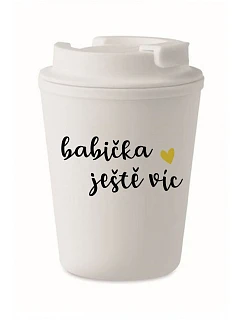 BABIČKA JEŠTĚ VÍC - biely termohrnček 300 ml