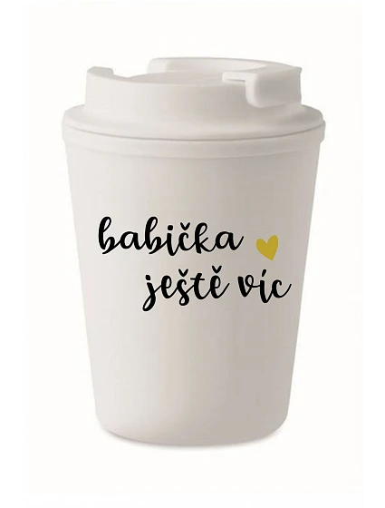 BABIČKA JEŠTĚ VÍC - biely termohrnček 300 ml BABIČKA JEŠTĚ VÍC - biely termohrnček 300 ml