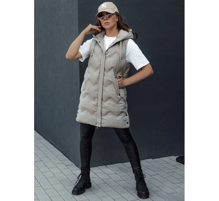 Dámská prošívaná vesta s kapucí béžová Dstreet model 21979810 - FashionStreet