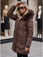 Dámska zimná prešívaná bunda s kapucňou, hnedá, FashionStreet TY5825
