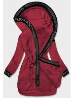Dámska tenká bunda s ozdobným lemovaním tmavočervená (B8142-27)