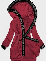 Dámska tenká bunda s ozdobným lemovaním tmavočervená (B8142-27)