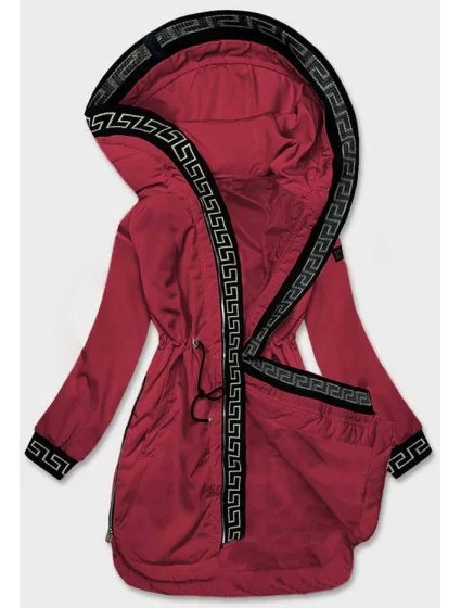 Dámska tenká bunda s ozdobným lemovaním tmavočervená (B8142-27)