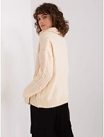 Dámsky sveter s golierom Light Beige (2349)