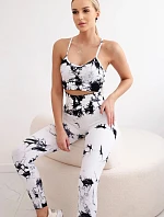 Fitness set top s nastaviteľnými ramienkami + push up legíny biely