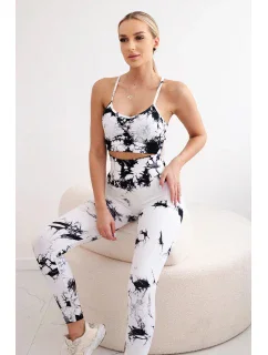 Fitness set top s nastaviteľnými ramienkami + push up legíny biely