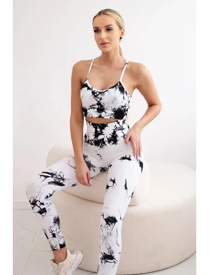 Fitness set top s nastaviteľnými ramienkami + push up legíny biely Fitness set top s nastaviteľnými ramienkami + push up legíny biely