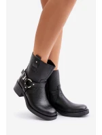 model 21673721 Kožené Boty Na Nízkém Podpatku Zateplené Černé - Zazoo model 21673721 Kožené Boty Na Nízkém Podpatku Zateplené Černé - Zazoo