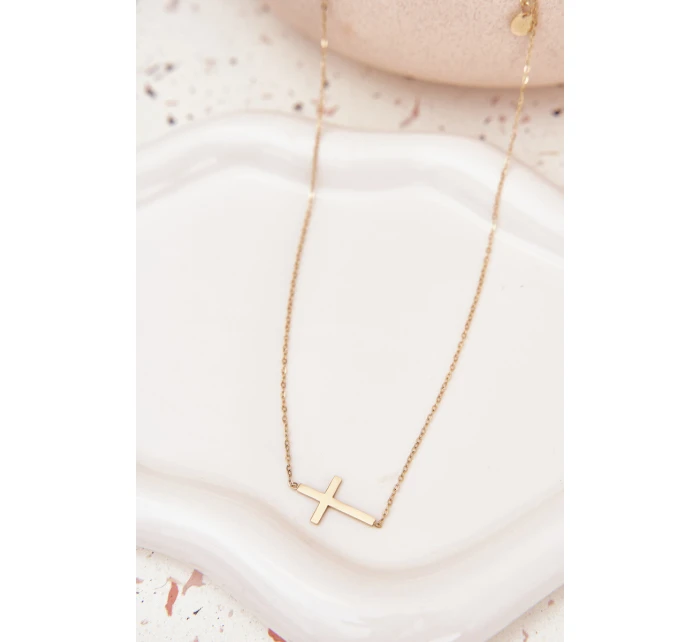 Náhrdelník S Křížkem Chirurgická Ocel Zlatý