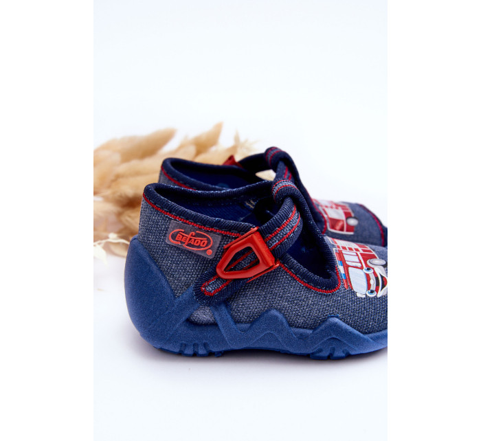 Detské sandále, papuče Befado, Hasičské auto Blue