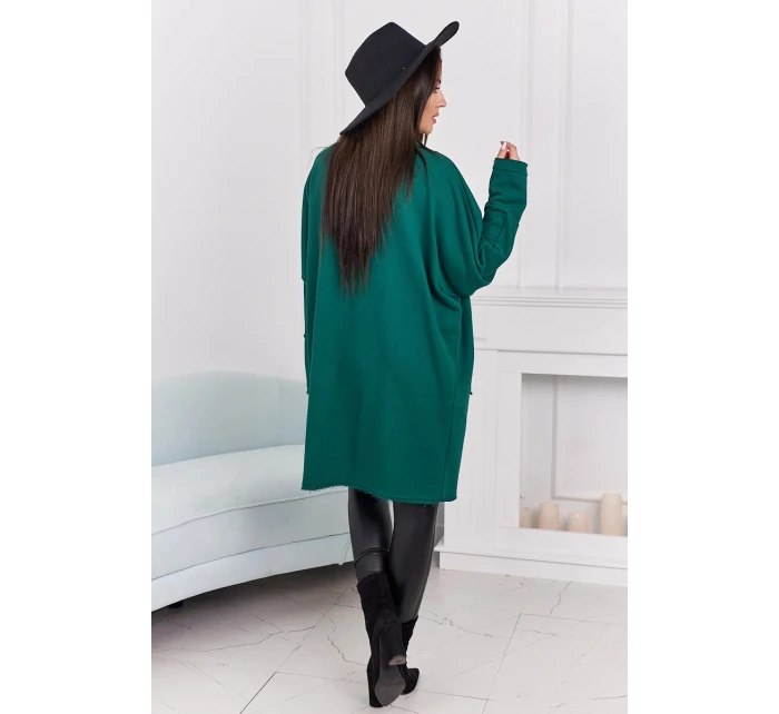 Dámsky plášť s vreckami 9587 Tmavo zelená - Kesi