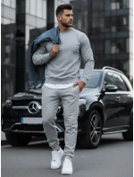 Pánska hladká sivá mikina BX3354