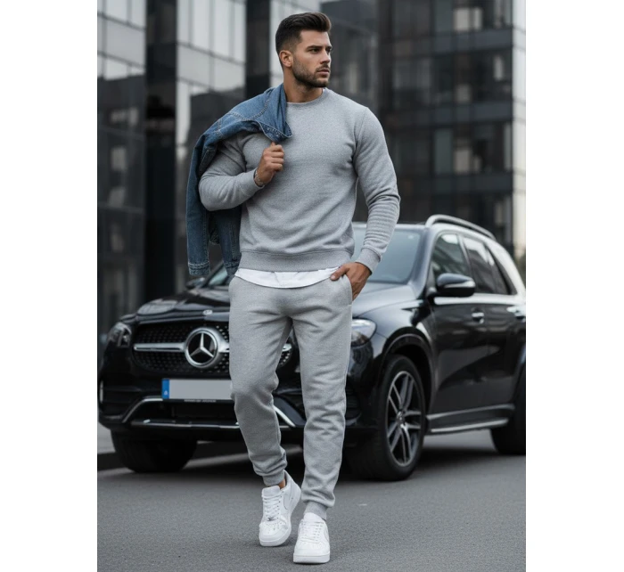 Pánska hladká sivá mikina BX3354