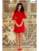 Červené dámske trapézové šaty s rozšírenými rukávmi model 6703289