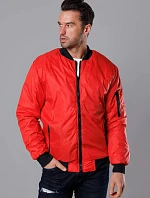 Pánska prešívaná bunda bomber s podšívkou červená (AK95-5)