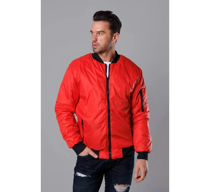 Červená pánska bunda typu "bomber" s prešívanou podšívkou (AK95-5)