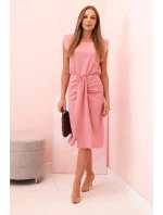 Dámske pruhované bavlnené šaty s véčkovým výstrihom a gombíkmi tmavomätové