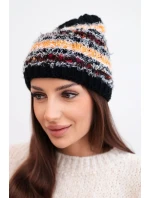 Dámská zimní vlněná čepice s ozdobnými krystalky K399 černá Dámská zimní vlněná čepice s ozdobnými krystalky K399 černá