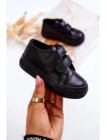 Dziecięce Skórzane Tenisówki Trampki Na Rzepy Czarne Foster Dziecięce Skórzane Tenisówki Trampki Na Rzepy Czarne Foster