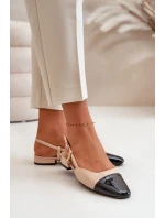 Lakierowane Baleriny Na Niskim Obcasie Z Odkrytą Piętą Beżowe Kairael Lakierowane Baleriny Na Niskim Obcasie Z Odkrytą Piętą Beżowe Kairael