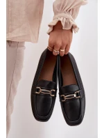Półbuty Loafersy Damskie Z Ozdobą Czarne Priscelle
