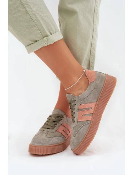 Dámské tenisky z pravé semiše Zelené Delyssia