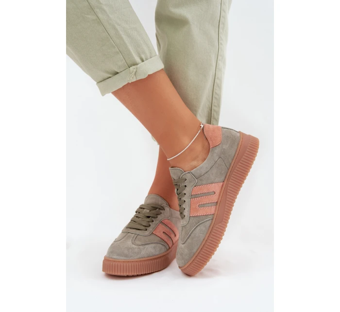 Dámské tenisky z pravé semiše Zelené Delyssia