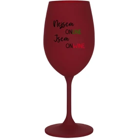 Nie som ONLINE, som ONWINE - bordový pohár na víno 350 ml Nie som ONLINE, som ONWINE - bordový pohár na víno 350 ml