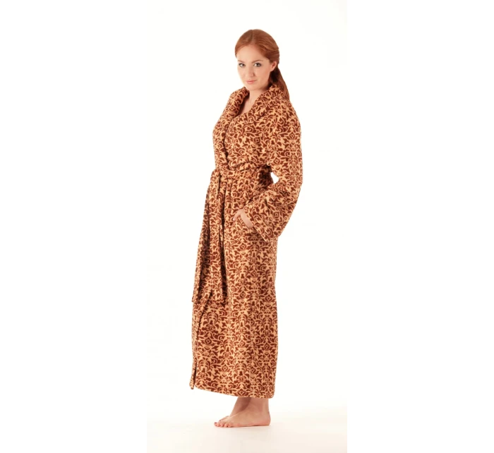 Dámsky župan so šálovým golierom VICTORIA 2130 8288 Hnedá vzor - Vestis