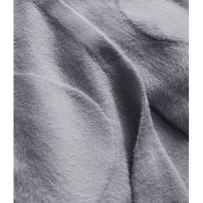 Dlohý šedý vlnený prehoz cez oblečenie typu "alpaka" s kapucňou (908)