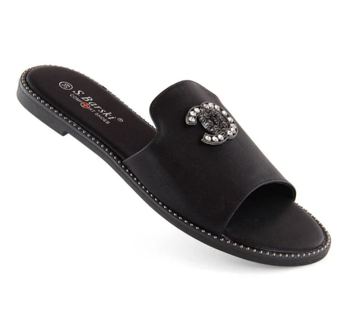Pohodlné žabky se zirkony W model 20118126 černá - S.Barski