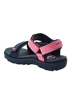 dětské boty dívčí sandály na suchý zip na léto na model 22071708 tmavě modré růžové - Lee Cooper