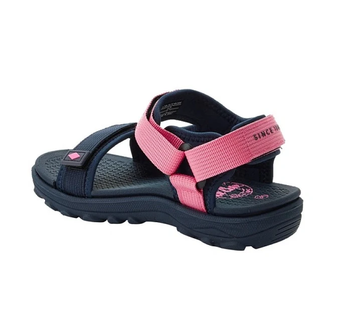 dětské boty dívčí sandály na suchý zip na léto na model 22071708 tmavě modré růžové - Lee Cooper
