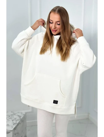 Bavlnená súprava, zateplená mikina + legíny ecru