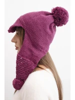 Dámská zimní čepice s vlnou s kšiltem a  tmavě fialová model 21783033 - K-Fashion